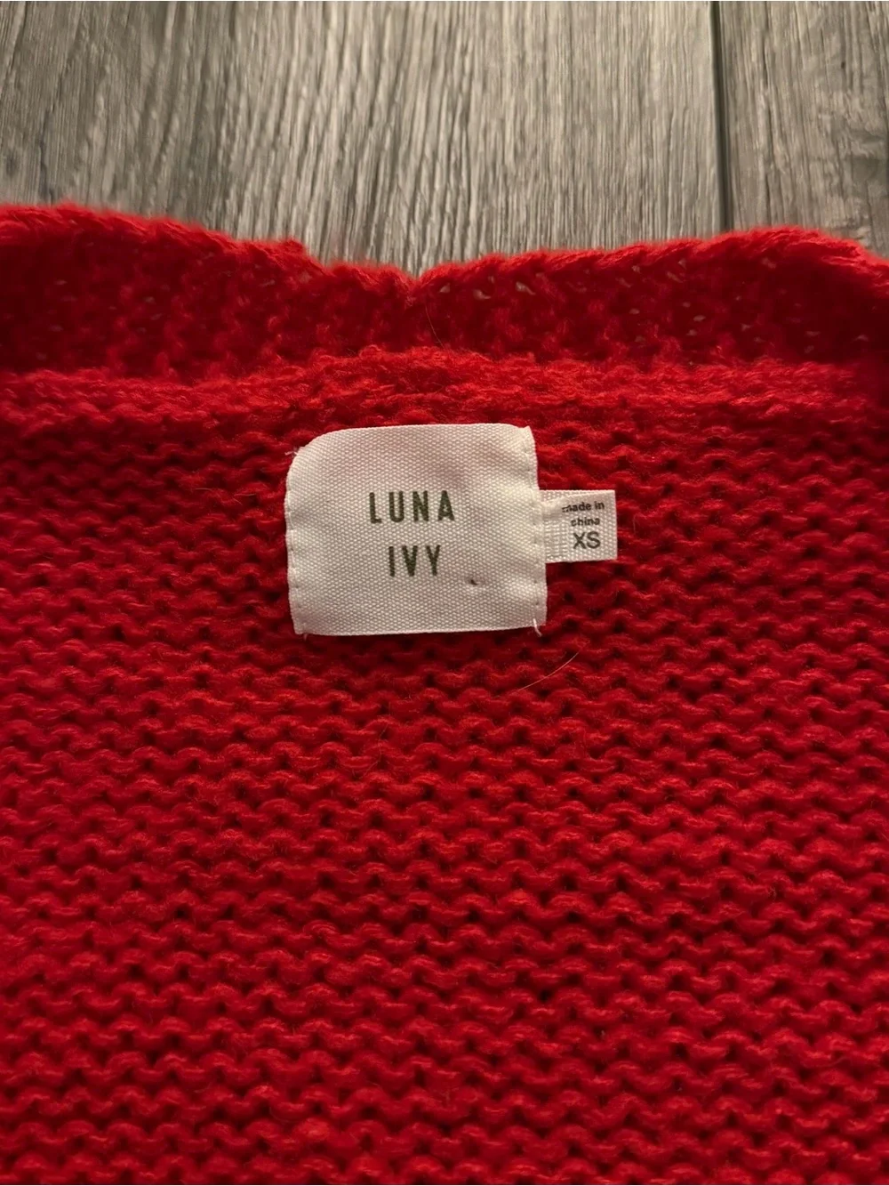 Red V-Neck Cardigan with Pink Heart Appliqués